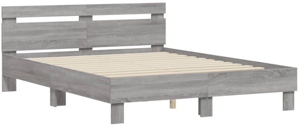 vidaXL Bettgestell mit Kopfteil Grau Sonoma 140x190 cm Holzwerkstoff 3207439 Bild 3