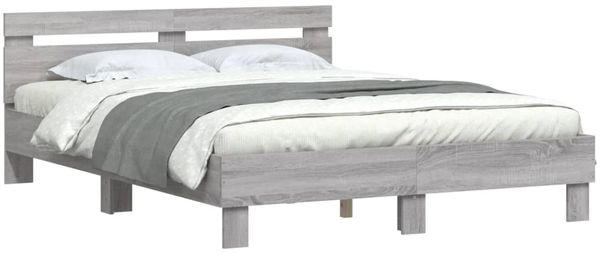 vidaXL Bettgestell mit Kopfteil Grau Sonoma 140x190 cm Holzwerkstoff 3207439 Bild 4