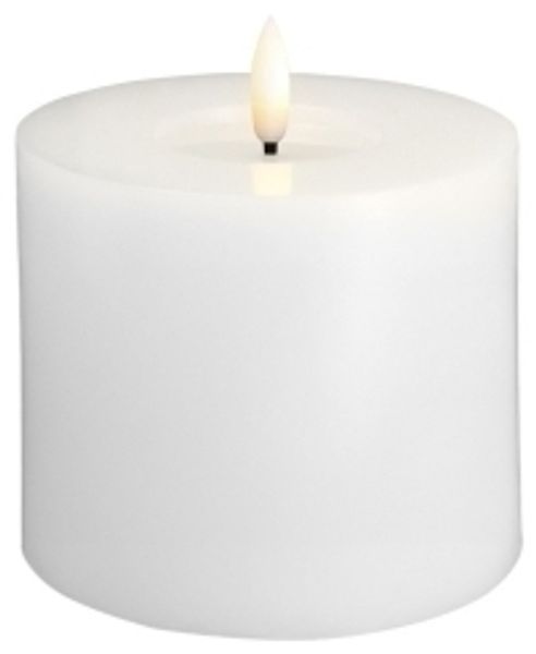 Moods & More LED-Blockkerze in Weiß mit Schmelzeffekt – Ø 9 9 cm x H 10 cm
