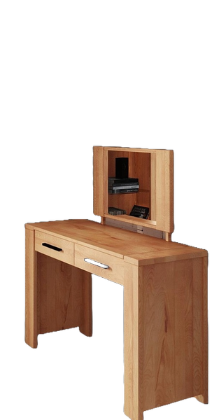 Schminktisch Lubic Kernbuche massiv111x128x45 m. 2 Schubladen Spiegel Holzbeinen