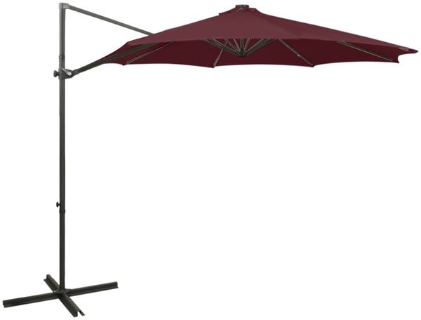 Sonnenschirm, Ampelschirm, Gartenschirm mit LED-Beleuchtung 300 cm Bordeauxrot