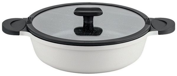 Mulex Servierpfanne TOMALIN Premium 28 cm grau, Aluguß (Premium Qualität, 2-tlg, Tomalinbeschichtung), induktionsgeeignet