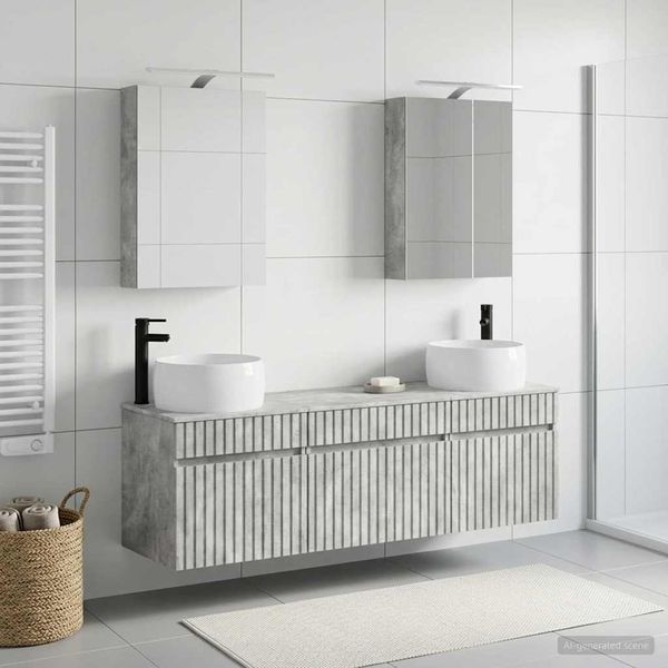 vidaXL Badezimmerschrank-Set 5 pcs Betongrau 50 x 14,5 x 70 cm 3406634