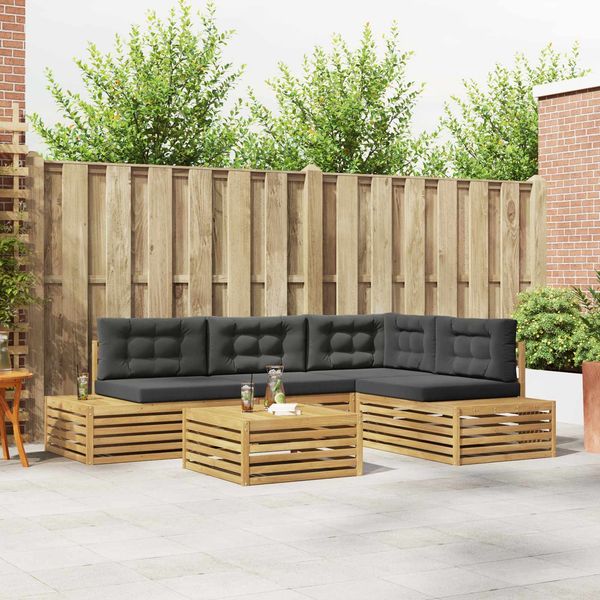 vidaXL 5 Stück Outdoor-Sofagarnitur Polyester Weiß 3391122