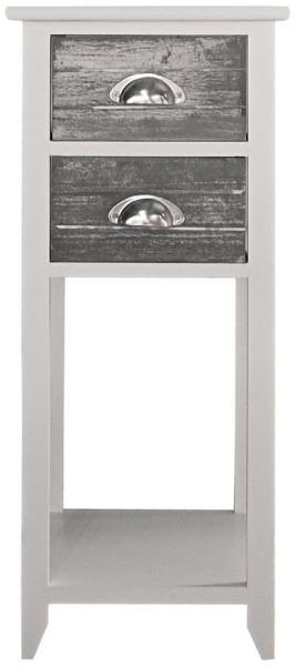 HTI-Living Beistelltisch Beistelltisch 2 Schubladen Mia Landhaus Weiß Grau (Stück, 1-St, 1 Beistelltisch), Blumenhocker Telefontisch