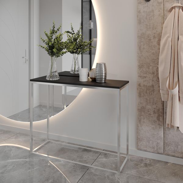 AX LIVING Konsole für Flur Lortie 100 cm schwarz Chrom-Metallgestell
