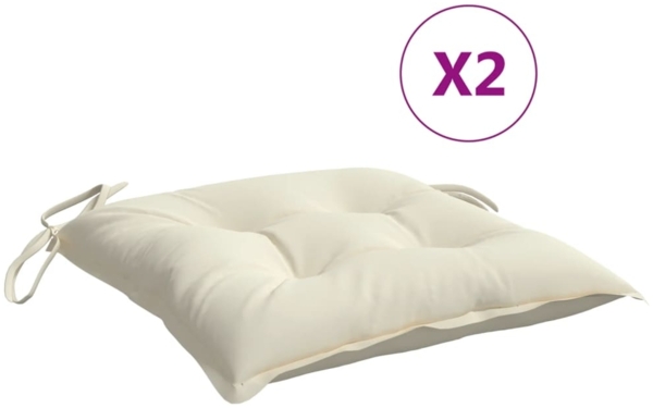 vidaXL Stuhlkissen 2 Stk. Cremeweiß 50x50x7 cm Oxford-Gewebe 361513