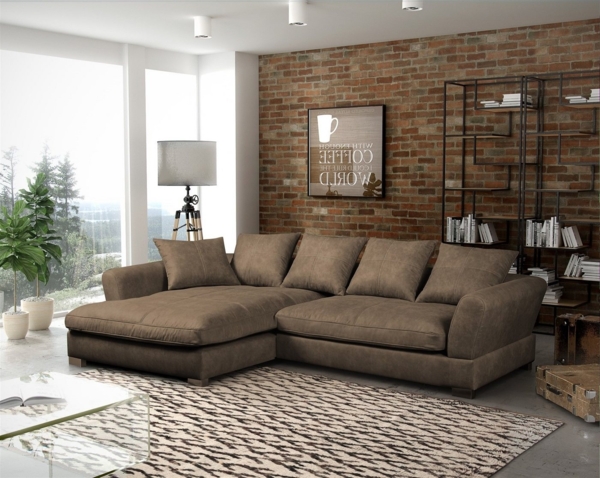 Ecksofa TIZIAN L-Form in Wildlederoptik-Cappuccino /Otto. Links