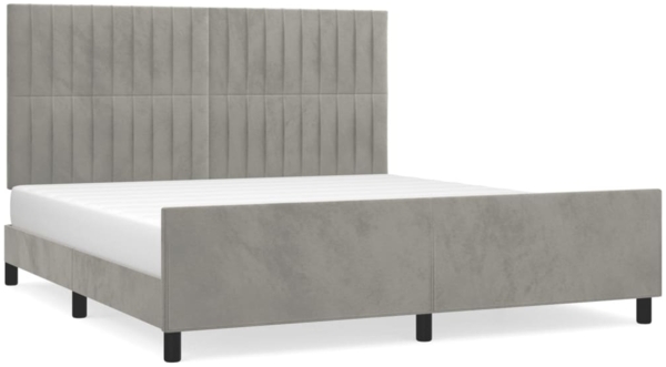 vidaXL Bettgestell mit Kopfteil Hellgrau 160x200 cm Samt, Härtegrad: H2 [3125885]