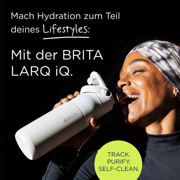 BRITA Trinkflasche BRITA LARQ iQ Digitale Filter Trinkflasche (1000 ml), inkl. Hydration Tracking (App), Aktivkohle Wasserfilter & UV-C