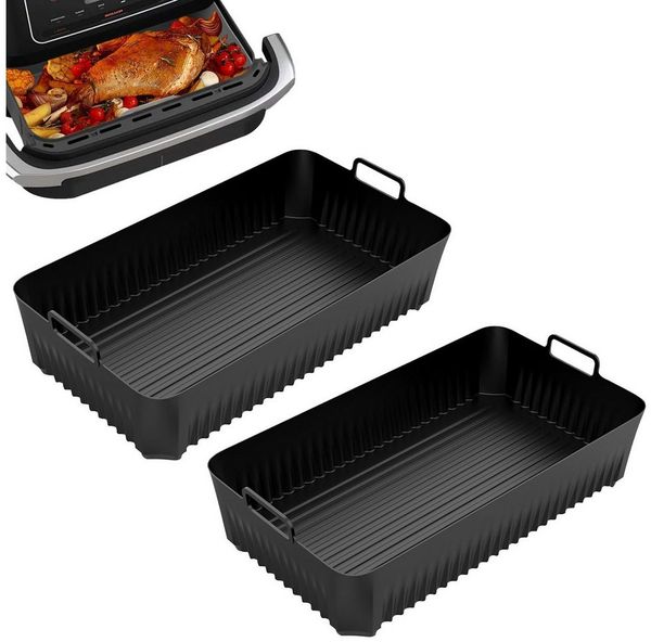 BlingBin Silikonform Ninja Heißluftfritteuse Zubehör für AF500EU / Cosori 10L, (2er Set 2-tlg), Silikonform Airfryer Zubehör für Max Ninja Foodi Flexdrawer 10,4L