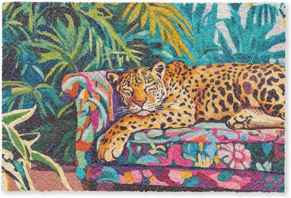 MuchoWow Fußmatte Leopard - Bunt - Tropisch, Rechteckig, innen Schmutzfangmatte, Tür, Schmutzfänger Flur, Teppich 60x40 cm