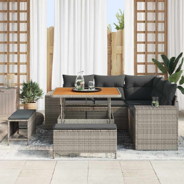 vidaXL Garten-Sofa-Set mit Kissen 8 pcs Grau 100 x 100 x 71 cm 3363948 Bild 2