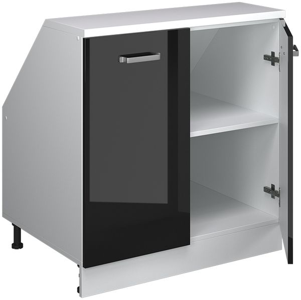 Dachschrägenschrank Rion Schwarz Hochglanz 80 x 81.6 cm mit 2 Türen, Schrankkorpus 60 cm Tiefe Vicco Bild 4