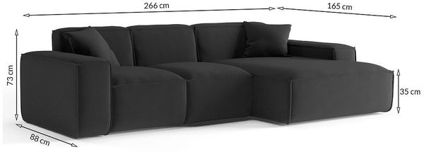 Ecksofa Designersofa CELES in Stoff Opera Velvet Grün Ottomane Rechts Bild 2