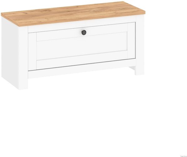 TARGET HOME SCHUHSCHRANK Bank MDF Weiß/goldene Eiche 64x45 cm (H 44,8 x T 64, 94 x B 45 cm)