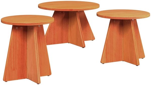 Couchtisch, Sofatisch 3 pcs Wachsbraun