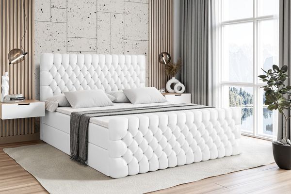 ALTDECOR Boxbett DAISY-Z (Multipocket-Matratze H4, H3 Matratze Bonellfederung, Topper, Kopfteil), Doppelbett mit Fußteil