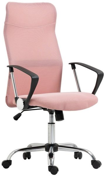 HOMCOM Bürostuhl Ergonomischer Schreibtischstuhl mit Wippfunktion Netzbespannung (Höhenverstellbarer Drehstuhl, 1 St), 63 x 61 x 109-119 cm Rosa