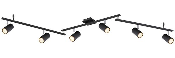 Deckenleuchte, Spots beweglich, schwarz matt, L 180 cm
