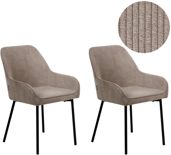 Esszimmerstuhl 2er Set LOVERNA Cord Beige