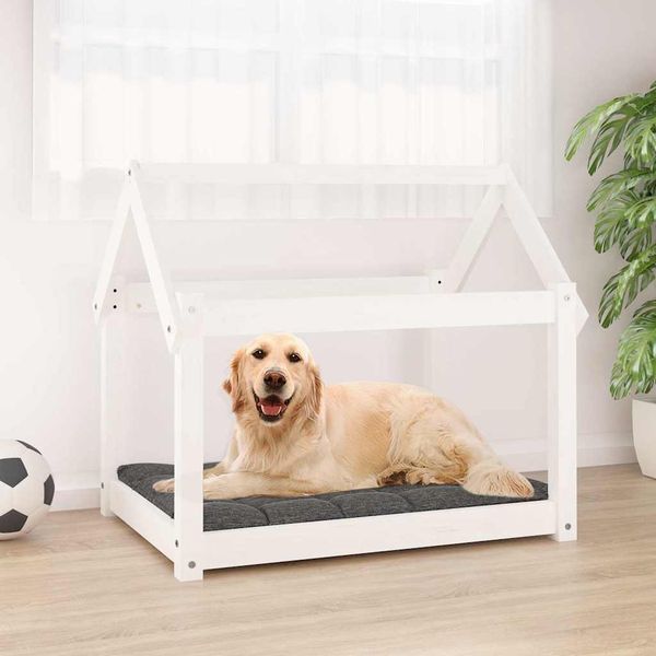 vidaXL Hundebett Weiß 81x60x70 cm Massivholz Kiefer 822208