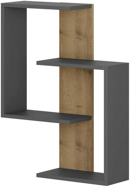 Dmora Regal Irmina, Gestell, Wandregal, Mehrzweckregale, 64x22h85 cm, Anthrazit und Eiche