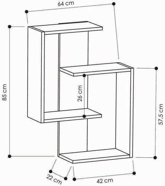 Dmora Regal Irmina, Gestell, Wandregal, Mehrzweckregale, 64x22h85 cm, Anthrazit und Eiche Bild 3