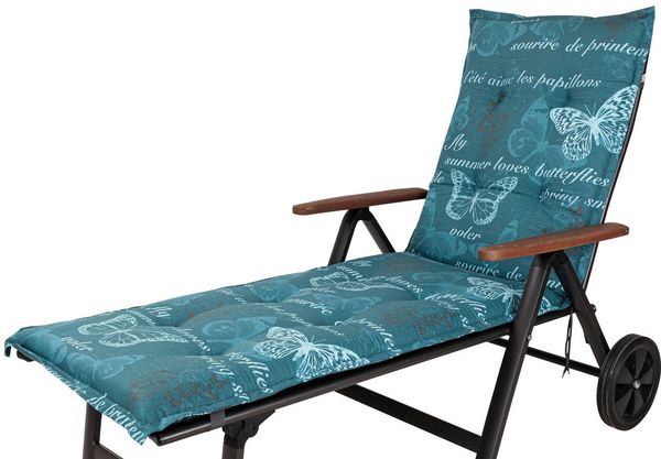 KETTtex Liegenauflage Rollliege Bali 2388 blau/petrol Schmetterlinge 193 x 60 x 8 cm KETTtex, (1 St), Halteband verstellbar mit Bindebändern Klettband