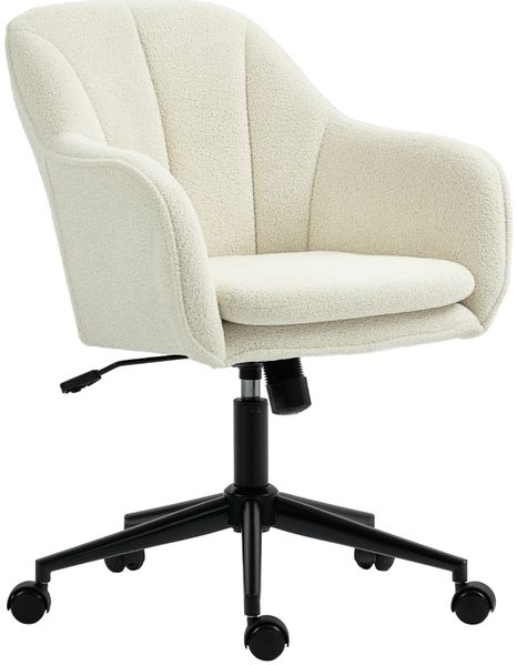 Bürostuhl 60 x 63 x 84-94 cm in Beige mit Samtoptik-Stoff, Schaukelfunktion und 360°-Drehfunktion