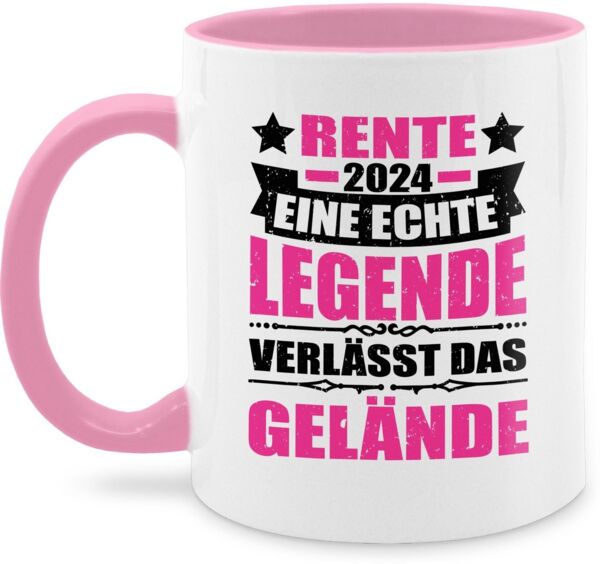 Shirtracer Tasse Rente 2024 eine echte Legende verlässt das Gelände - fuchsia/schwarz, Keramik, Rentner Rente