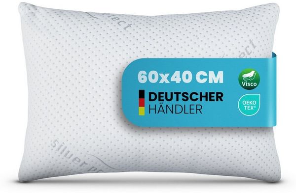 Bestlivings Nackenstützkissen "Silver Protect" 40x60 cm, Füllung: Viscoschaum, Bezug: Polyester, Seitenschläfer, Bauchschläfer, Rückenschläfer, antibakteriell, geruchshemmend, ideal für Allergiker