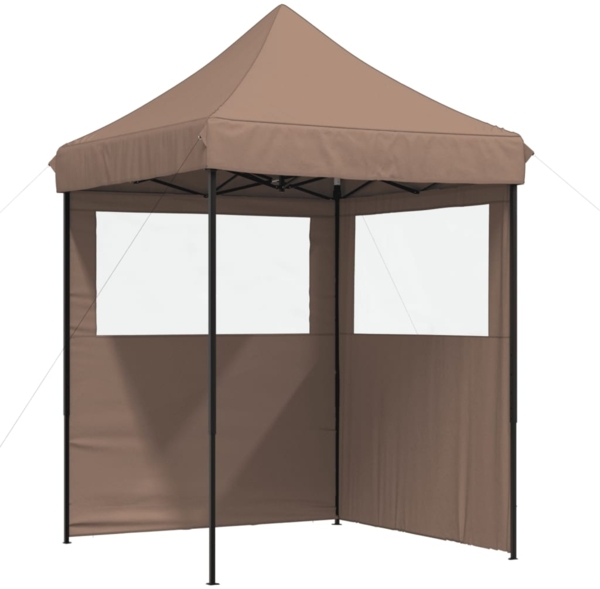 vidaXL Pop-Up Partyzelt, faltbar, mit 2 Seitenteilen, Stahl / PE, Braun, 306 x 200 x 200 cm