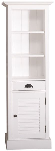 Schmaler Hochschrank weiß mit Lamellentür