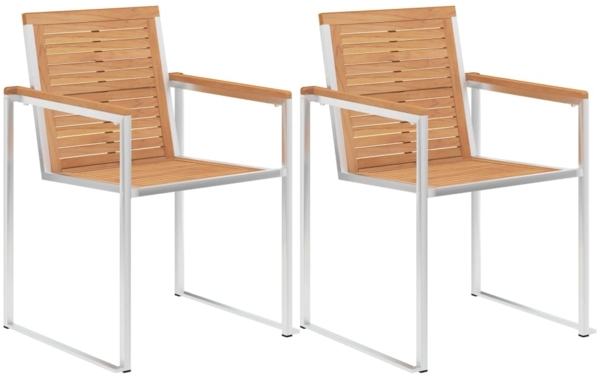 vidaXL Gartenstühle mit Kissen 2 Stk. Massivholz Teak und Stahl 3061541 Bild 2