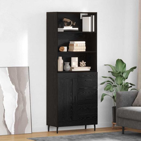 Highboard, BuffetSchrank, Büroschrank Schwarz Eichen-Optik 69,5 x 34 x 180 cm