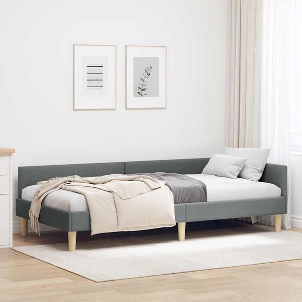 vidaXL Eckbettgestell Dunkelgrau 90 x 200 cm Stoff 42016118
