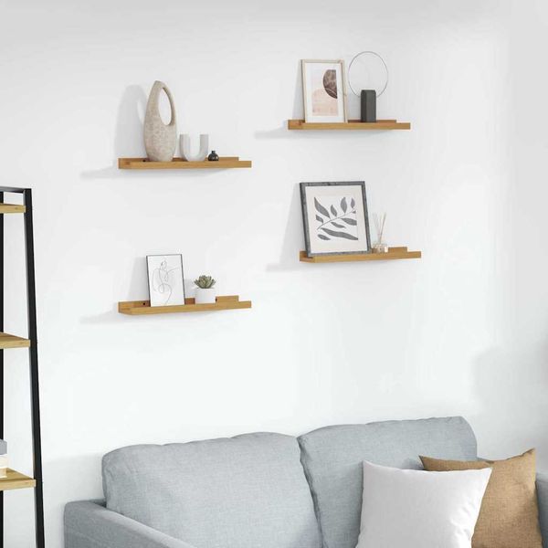 vidaXL Wandregal mit Regal 4 pcs Beige 40 x 9 x 3 cm Holzwerkstoff 42020036