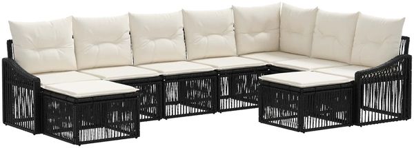 vidaXL Gartensofa-set 9 pcs Schwarz Poly-Rattan 3436192