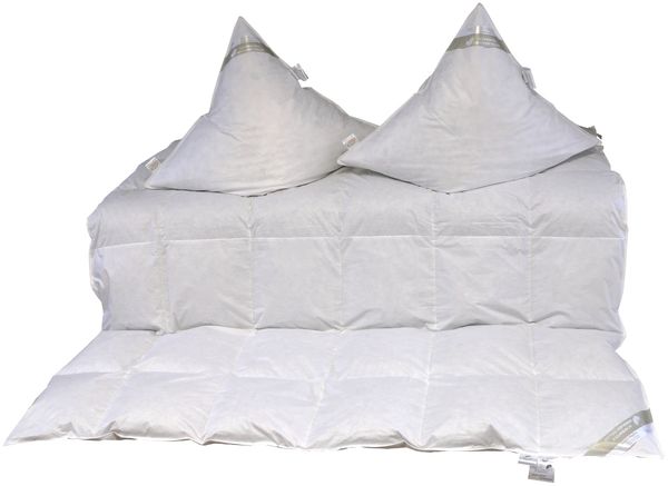 Hofmann Set Kassetten Daunendecke 6x6 200x200 cm 100% Daunen + 2 Kissen 80x80