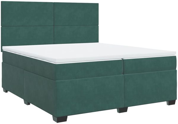 vidaXL Boxspringbett mit Matratze Dunkelgrün 200x200 cm Samt 3293299 Bild 3