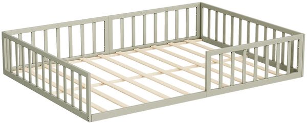 Bodenbett aus Metall Minno Greige 205 x 145 cm ohne Matratze Vitalispa