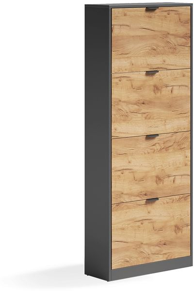 Schuhkipper Gizmo Goldkraft Eiche/Anthrazit 59 x 146.6 cm mit 4 Fächern Vicco