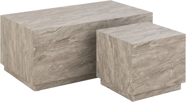 Satztisch >Dice< (2er-Set) in Marmoroptik-Grau, MDF - 100x42x60cm (BxHxT)