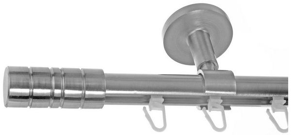 BASIT Gardinenstange Innenlauf Edelstahloptik 20mm mit Deckenträgern 120 cm E34, Ø 20 mm, 1-läufig, verschraubt, Aluminium, D30 120 cm E34 Zylinder