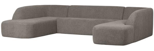 Sofa Sloping U-Form aus Melange-Stoff, Grau