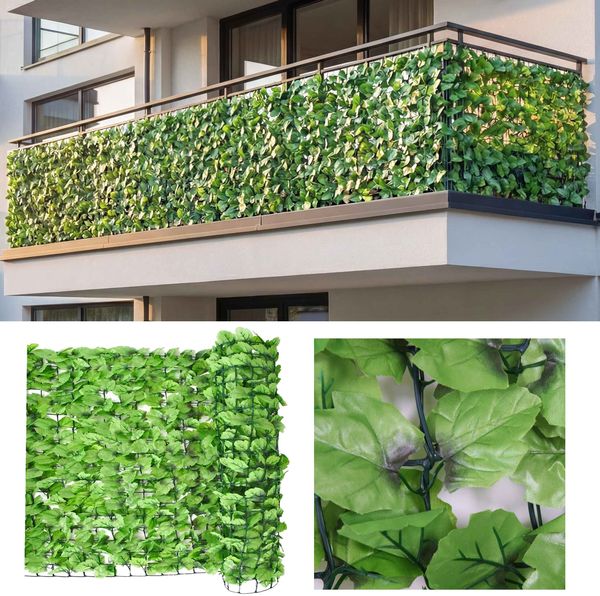 Balkonsichtschutz N77, Sichtschutz Windschutz Verkleidung für Balkon Terrasse Zaun ~ 300x100cm Blatt hell
