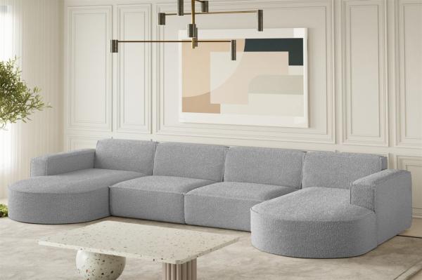 Wohnlandschaft U-Form Sofa PALMA XL in Stoff Ascot Taupe