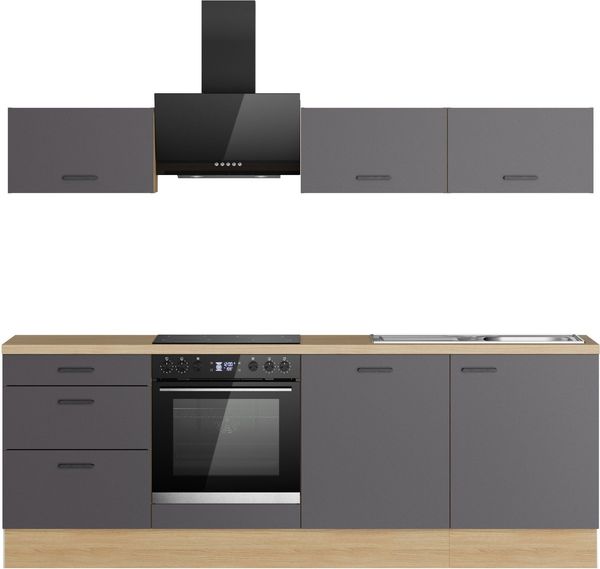 KOCHSTATION Küchenzeile KS-Sion Breite 240 cm, schnelle Montage OPTIsnap, wahlw. m.HANSEATIC-E-Geräten u.Stand Alone
