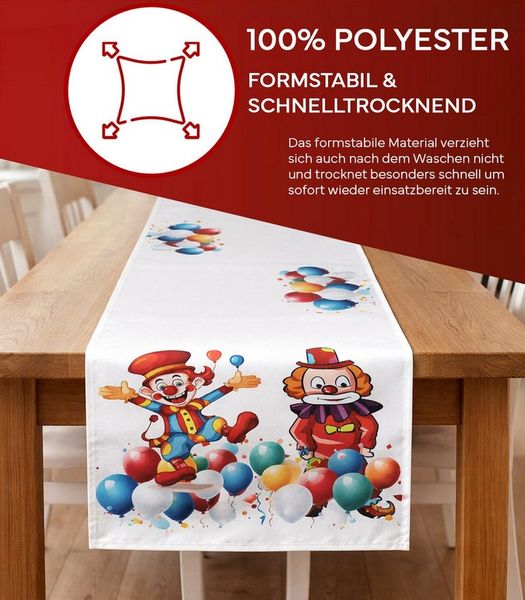 texpot Tischdecke Tischläufer Druck Clowns mit Luftballons (1-tlg)